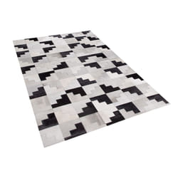 Leather Area Rug 140 x 200 cm Black with Grey EFIRLI