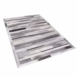 Leather Area Rug 140 x 200 cm Light Grey AZAY