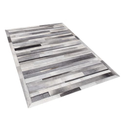 Leather Area Rug 140 x 200 cm Light Grey AZAY