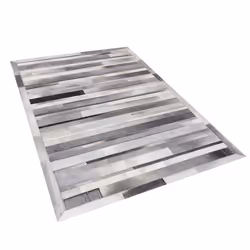 Leather Area Rug 140 x 200 cm Light Grey AZAY