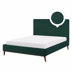 Bed Velvet BAYONNE 140 x 200 cm (EU Double) Dark Green