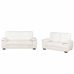 Living Room Set VOGAR Faux Leather Light Beige 5 Seater