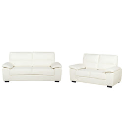Living Room Set VOGAR Faux Leather Light Beige 5 Seater