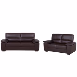 Living Room Set VOGAR Faux Leather Dark Brown 5 Seater