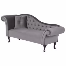 Left Hand Chaise Lounge LATTES Velvet Grey