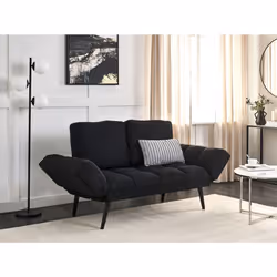 Sofa Bed BREKKE Fabric Black 2 Seater