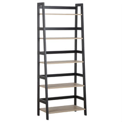 Ladder Shelf Light Wood and Black CROYDON