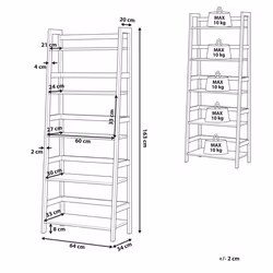 Ladder Shelf Light Wood and Black CROYDON