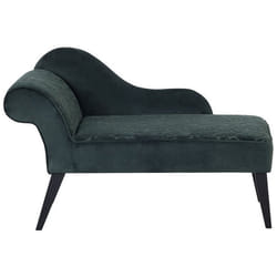 Left Hand Chaise Lounge BIARRITZ Velvet Dark Green