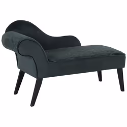 Left Hand Chaise Lounge BIARRITZ Velvet Dark Green