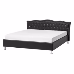 Bed Faux Leather METZ 140 x 200 cm (EU Double) Black