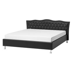 Bed Faux Leather METZ 140 x 200 cm (EU Double) Black