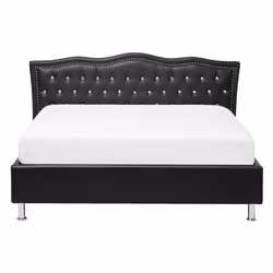 Bed Faux Leather METZ 140 x 200 cm (EU Double) Black