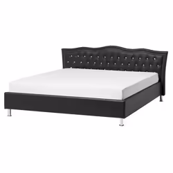 Bed Faux Leather METZ 160 x 200 cm (EU King Size) Black