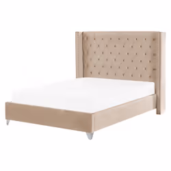 Bed Velvet LUBBON 160 x 200 cm (EU King Size) Beige
