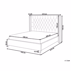 Bed Velvet LUBBON 180 x 200 cm (EU Super King) Grey