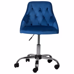 Desk Chair Swivel PARRISH Velvet Navy Blue