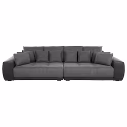 4 Seater Fabric Sofa Dark Grey and Black TORPO