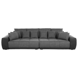 4 Seater Fabric Sofa Dark Grey and Black TORPO