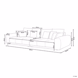4 Seater Fabric Sofa Dark Grey and Black TORPO