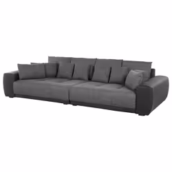 4 Seater Fabric Sofa Dark Grey and Black TORPO