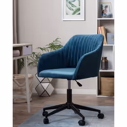 Desk Chair Swivel VENICE Velvet Navy Blue