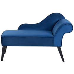 Right Hand Chaise Lounge BIARRITZ Velvet Navy Blue