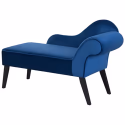 Right Hand Chaise Lounge BIARRITZ Velvet Navy Blue