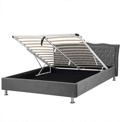 Ottoman Bed Velvet METZ 160 x 200 cm (EU King Size) Dark Grey