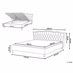 Ottoman Bed Velvet METZ 160 x 200 cm (EU King Size) Dark Grey