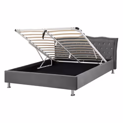 Ottoman Bed Velvet METZ 140 x 200 cm (EU Double) Dark Grey