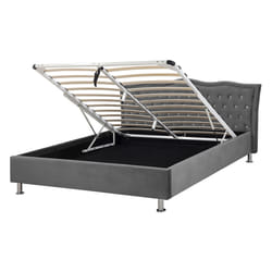 Ottoman Bed Velvet METZ 140 x 200 cm (EU Double) Dark Grey