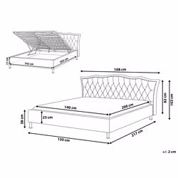 Ottoman Bed Velvet METZ 140 x 200 cm (EU Double) Dark Grey