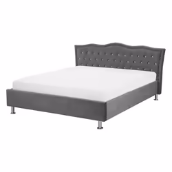 Ottoman Bed Velvet METZ 140 x 200 cm (EU Double) Dark Grey
