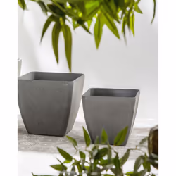 Plant Pot ZELI Stone 34 cm Dark Grey