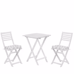 Bistro Set with Cushions Folding FIJI Wood White