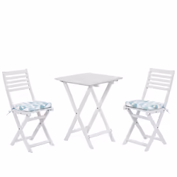 Bistro Set with Cushions Folding FIJI Wood Blue