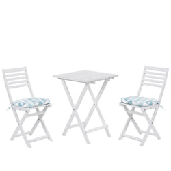 Bistro Set with Cushions Folding FIJI Wood Blue