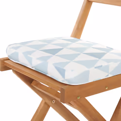 Bistro Set with Cushions Folding FIJI Wood Blue