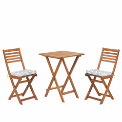 Bistro Set with Cushions Folding FIJI Wood Mint Green