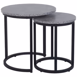 Set of 2 Side Tables DIXIE Grey Concrete Effect