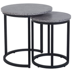 Set of 2 Side Tables DIXIE Grey Concrete Effect