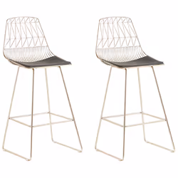 Set of 2 Bar Chairs PRESTON Metal Gold