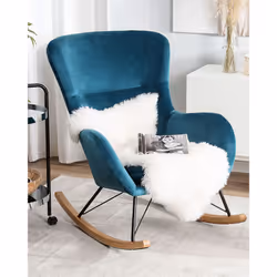 Rocking Chair ELLAN Velvet Sea Blue - Additional view 5