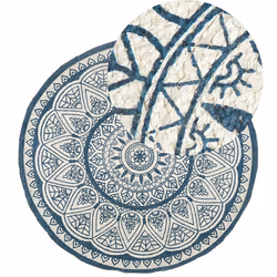 Round Jute Area Rug 120 cm Blue ANADERE