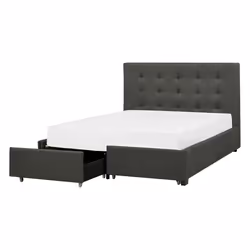Bed with Storage Drawers Fabric LA ROCHELLE 140 x 200 cm (EU Double) Dark Grey