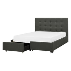 Bed with Storage Drawers Fabric LA ROCHELLE 140 x 200 cm (EU Double) Dark Grey