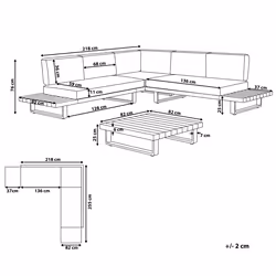 Garden Corner Sofa with Table 5 Seater MYKONOS Right Hand Certified Acacia Wood Dark Grey
