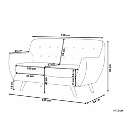 Sofa BODO Velvet Grey 2 Seater