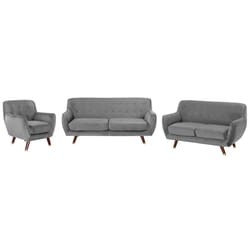 Living Room Set BODO Velvet Grey 6 Seater